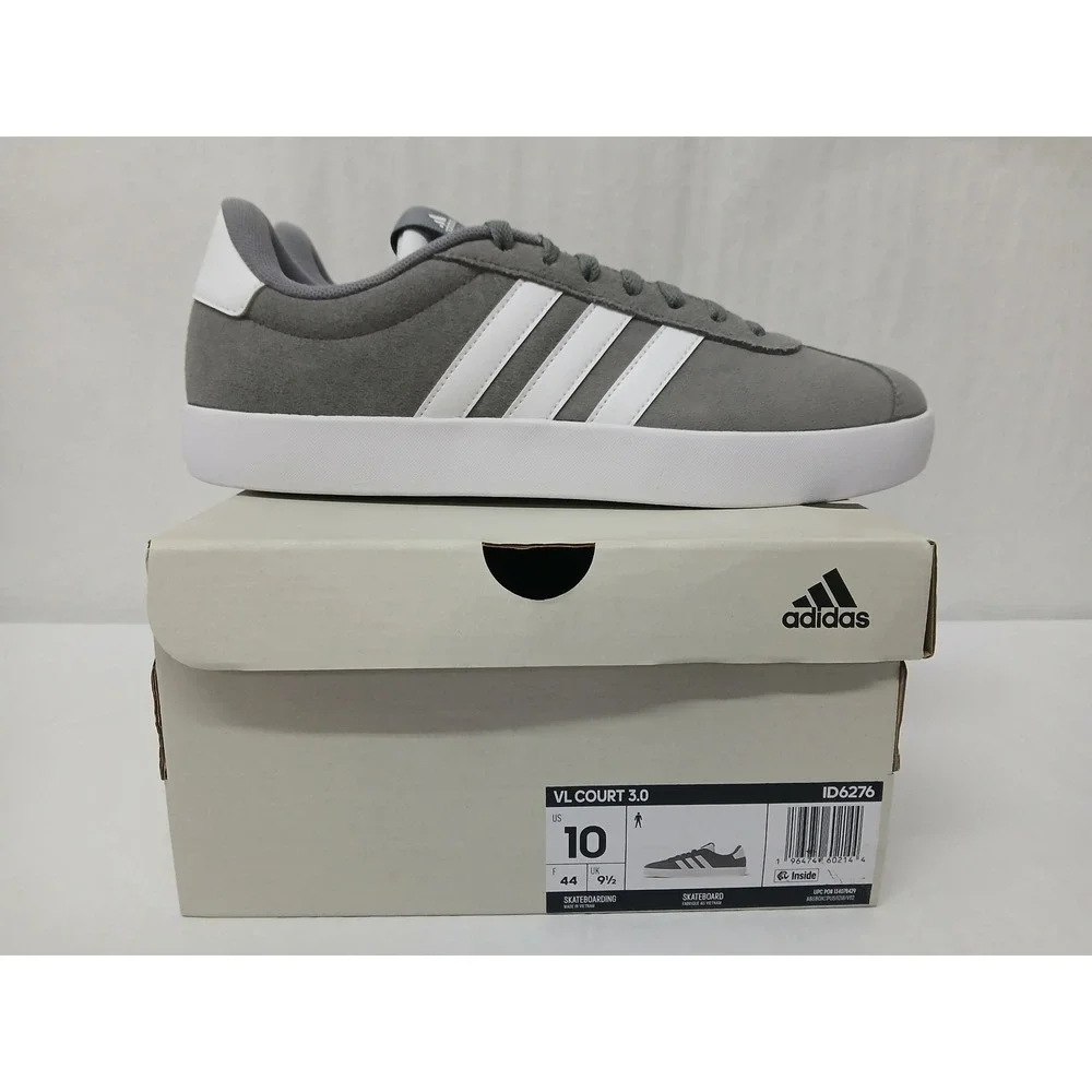 Adidas VL Court 3.0 Men's Skateboarding Shoes ID6276 Gray White Sneakers Size 10